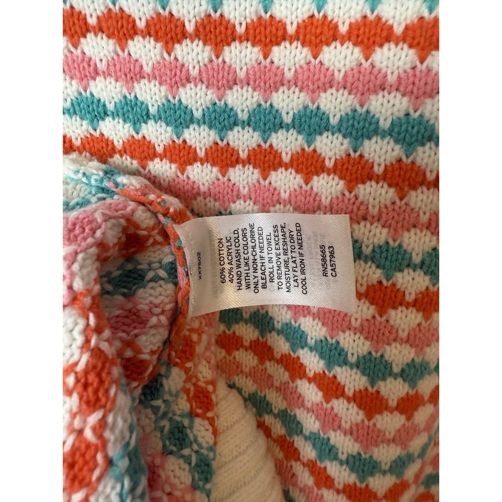 Melrose‎ And Market Knit Designed  Blue Orange Long Sleeve Pullover Sweater Med - Picture 7 of 7